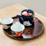 有田燒山茶花圖案茶具套裝-橫手急須款