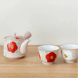 有田燒山茶花圖案茶具套裝-橫手急須款